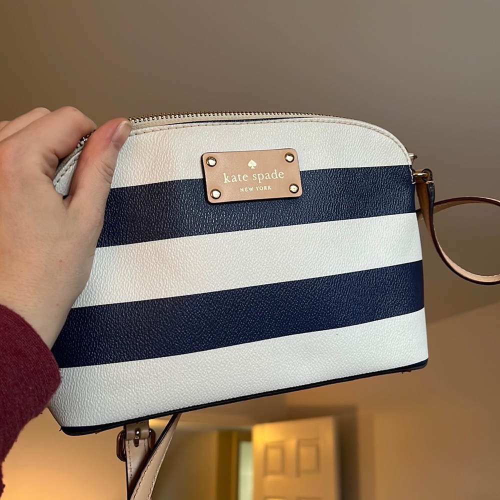 Kate Spade Blue and White Stripe Crossbody